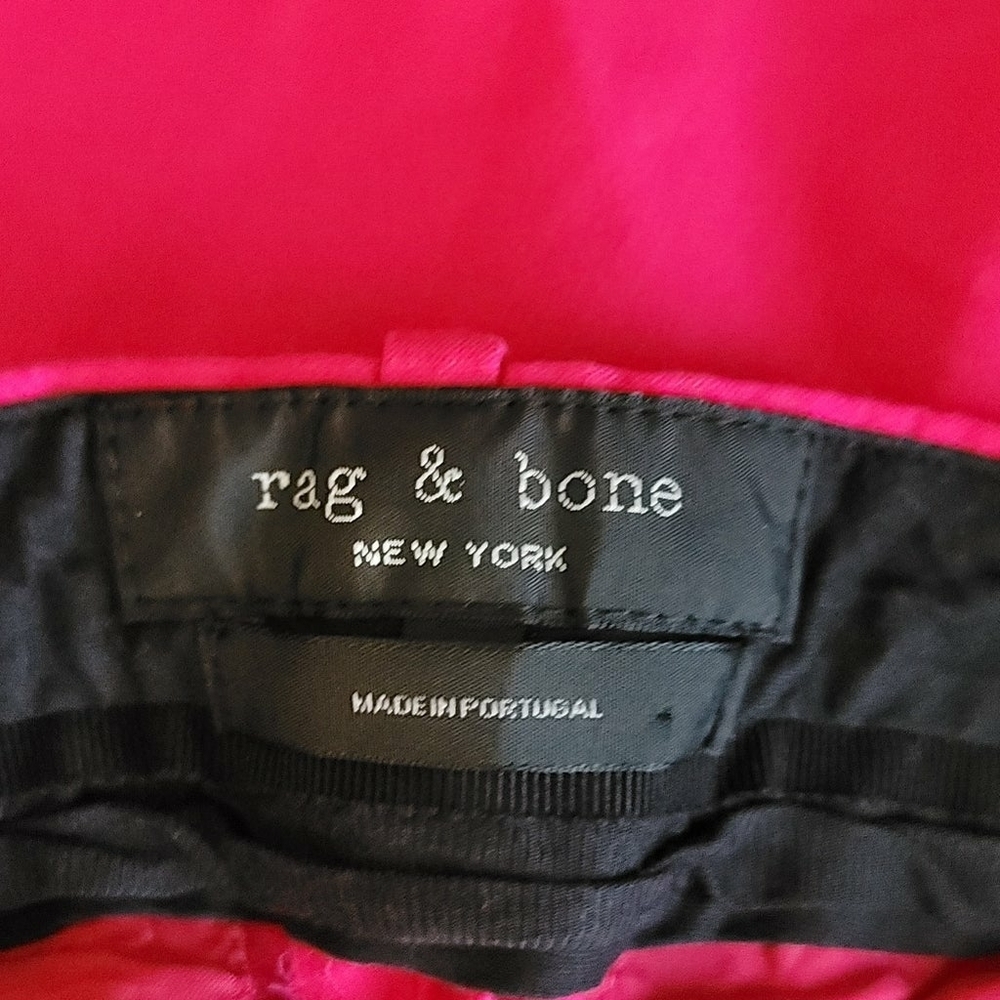 Rag & Bone Oman Pants Women's Sz 12 Hot Pink Wool Grosgrain Ribbon Tuxedo Stripe - Picture 7 of 8